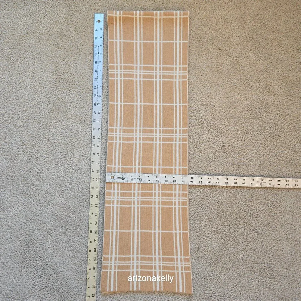 NWOT Knit Cashmere Scarf Bullock & Jones Luxury Tan & Creme Plaid Scotland